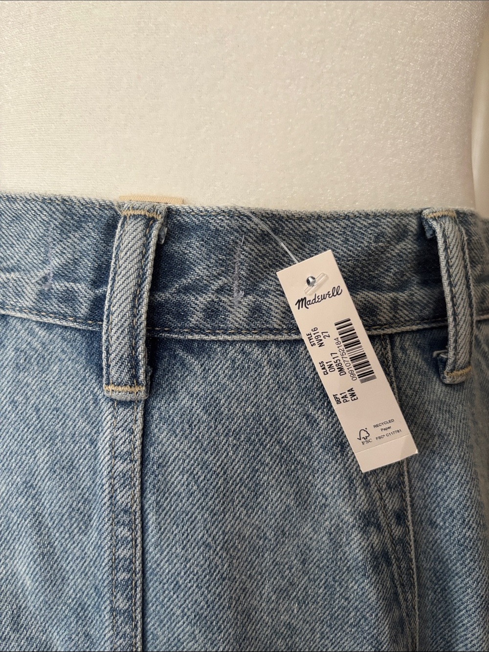 NWT Madewell Light Blue Denim in Edmonton wash A-Line Midi Skirt size 27 - Picture 10 of 12